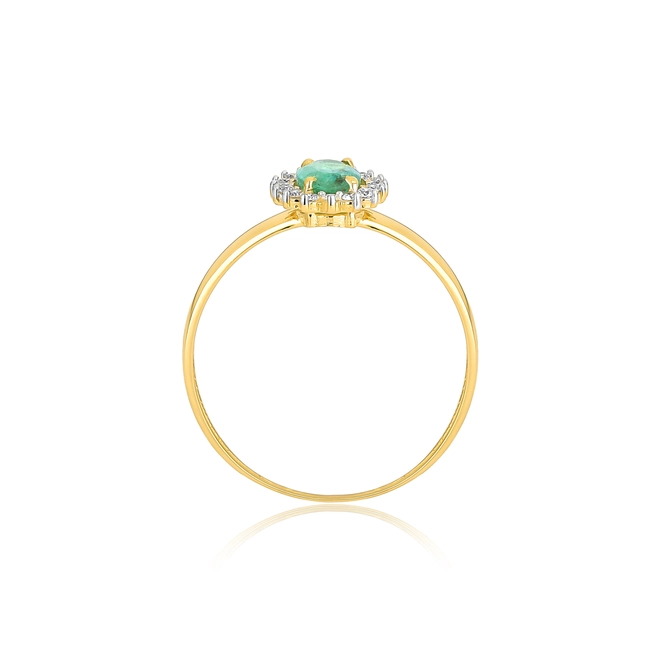 Anel Laurel oval de Esmeralda ouro 18k com 9,6pts de Diamantes 3