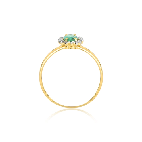 Anel Laurel oval de Esmeralda ouro 18k com 9,6pts de Diamantes