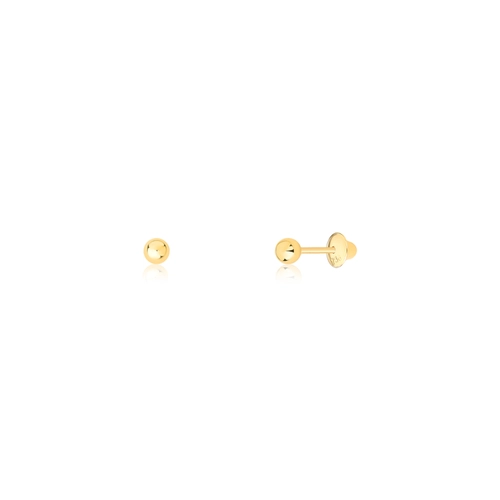 Brinco Infantil de ouro 18k bolinha polida 2MM