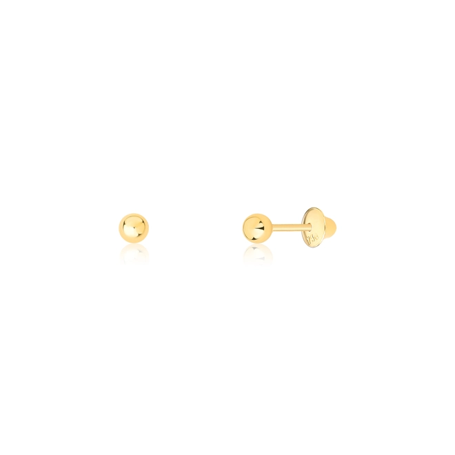 Brinco Infantil de ouro 18k bolinha polida 2,5MM 1