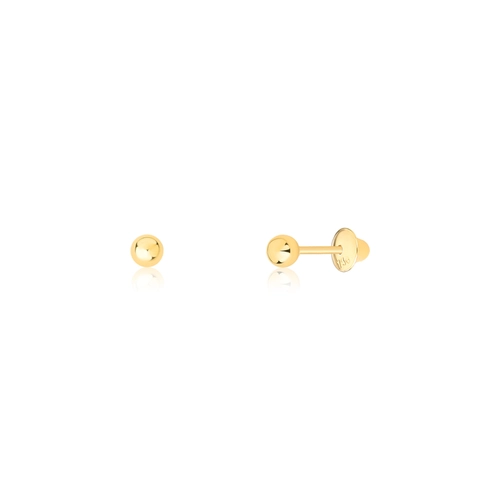 Brinco Infantil de ouro 18k bolinha polida 2,5MM