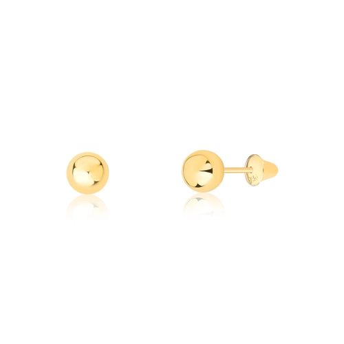Brinco Infantil de ouro 18k bolinha polida 5MM