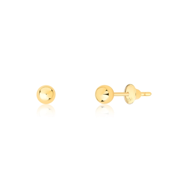 Brinco Infantil de ouro 18k bolinha polida 4MM 1