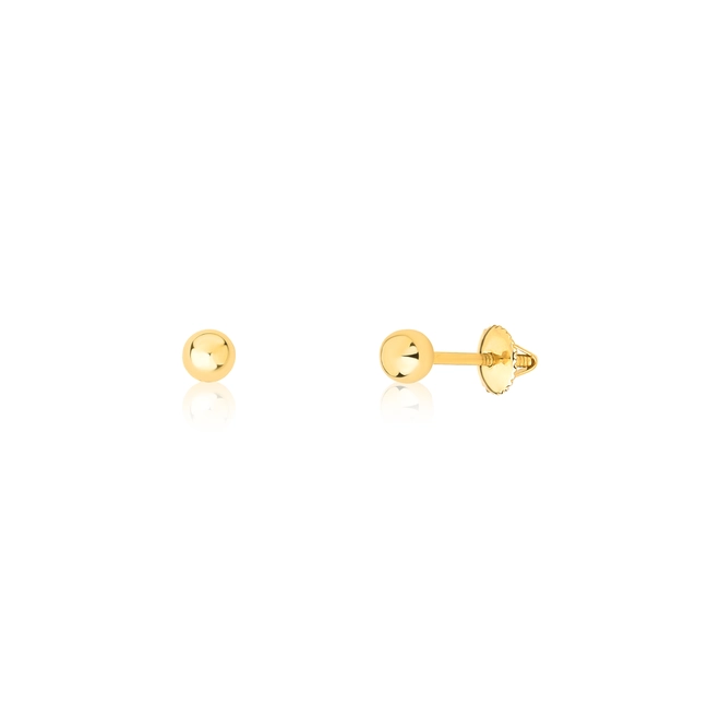 Brinco Essentials infantil bolinha 3MM ouro 18k com tarraxa de rosca 1