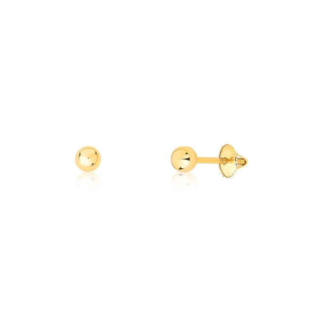 Brinco Essentials infantil bolinha 3,5MM ouro 18k polida tarraxa rosca 1