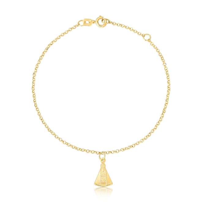 Pulseira de elos ouro 18k com medalha de Nossa Senhora Aparecida 1