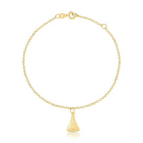 Pulseira de elos ouro 18k com medalha de Nossa Senhora Aparecida