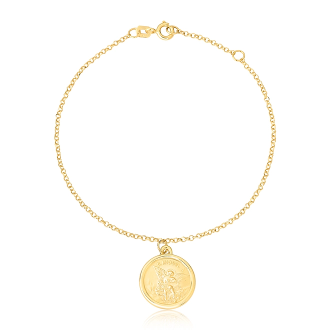 Pulseira de elos ouro 18k com medalha de São Miguel Arcanjo 1