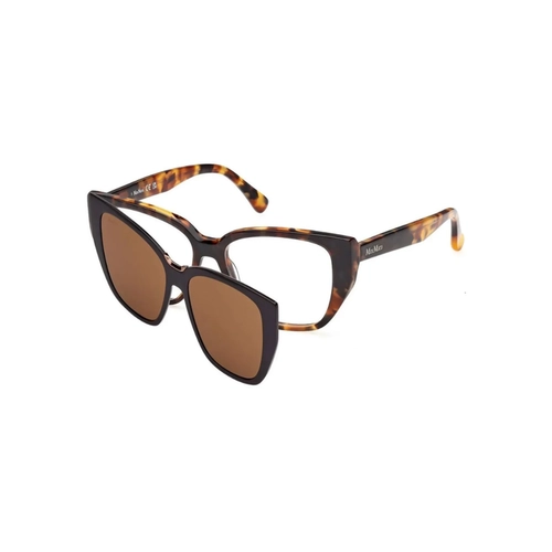 Óculos de Grau MaxMara MM5212_53052 Acetato Marro Mesclado com Clip-On na cor Marrom