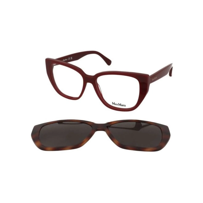 Óculos de Grau MaxMara MM5212_53069 Acetato Bordô com Clip-On na cor Cinza 1