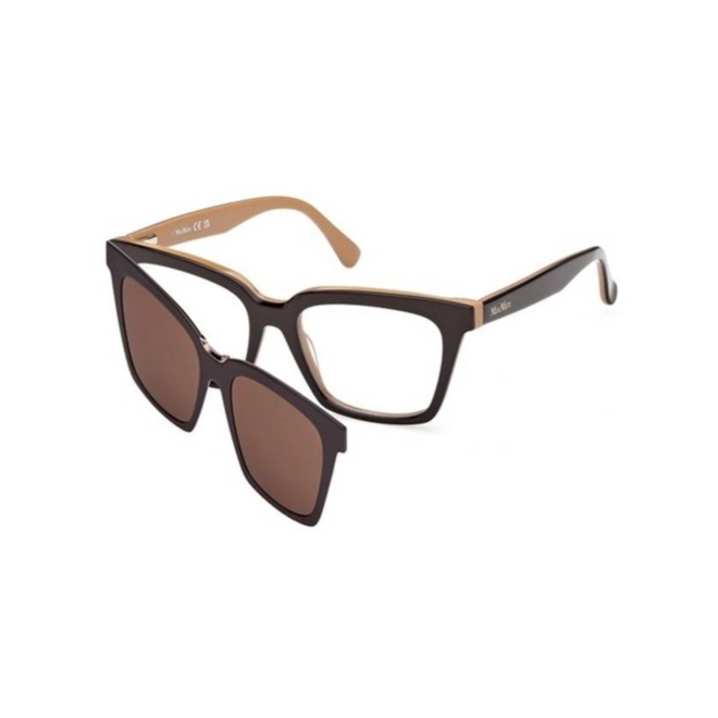 Óculos de Grau MaxMara com Clip-On MM5213_52050 Acetato Marrom com lentes na cor Marrom 1