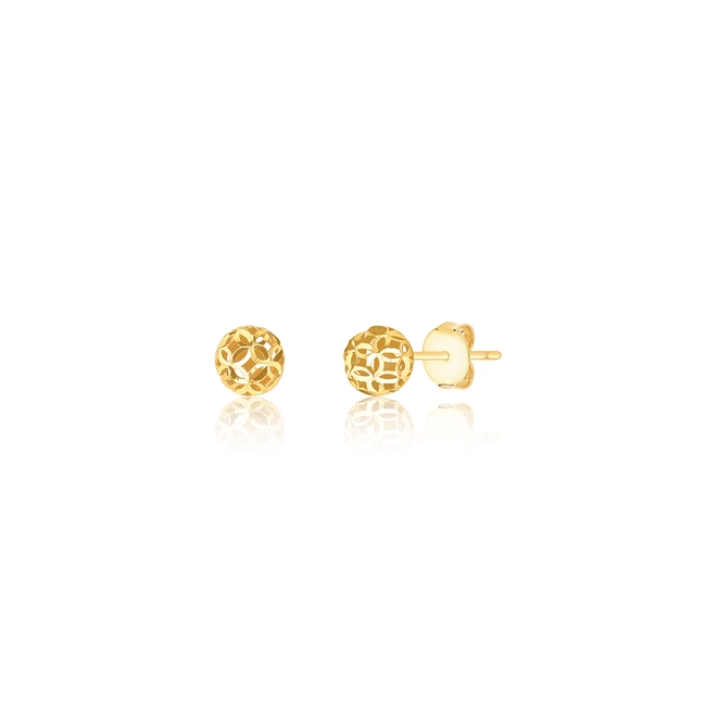 Brinco bola Filigrana ouro 18k diamantado 1