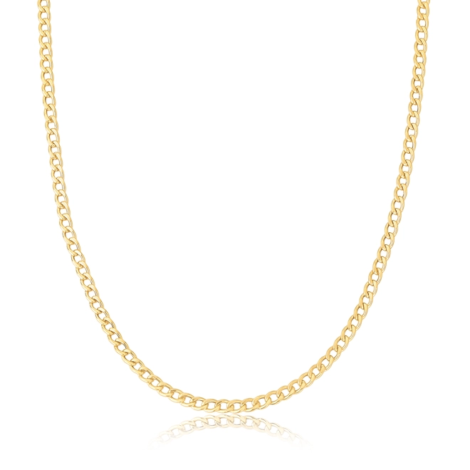 Corrente elo Groumet dupla ouro 18k polida oca 50CM 1