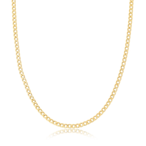 Corrente elo Groumet dupla ouro 18k polida oca 50CM
