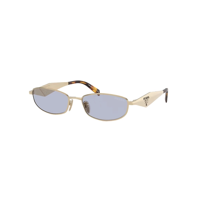 Óculos de Sol Prada 0PR D51S ZVN30X55 Metal Dourado Polido com lentes na cor Violeta 1