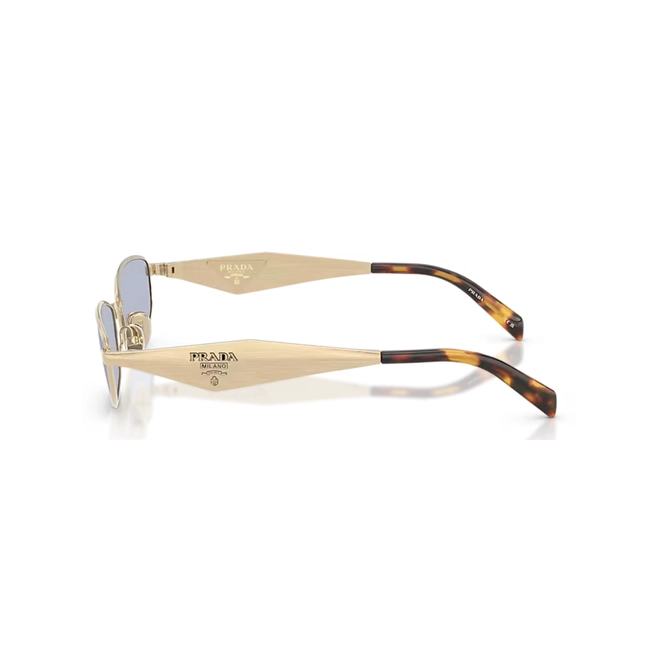 Óculos de Sol Prada 0PR D51S ZVN30X55 Metal Dourado Polido com lentes na cor Violeta 3
