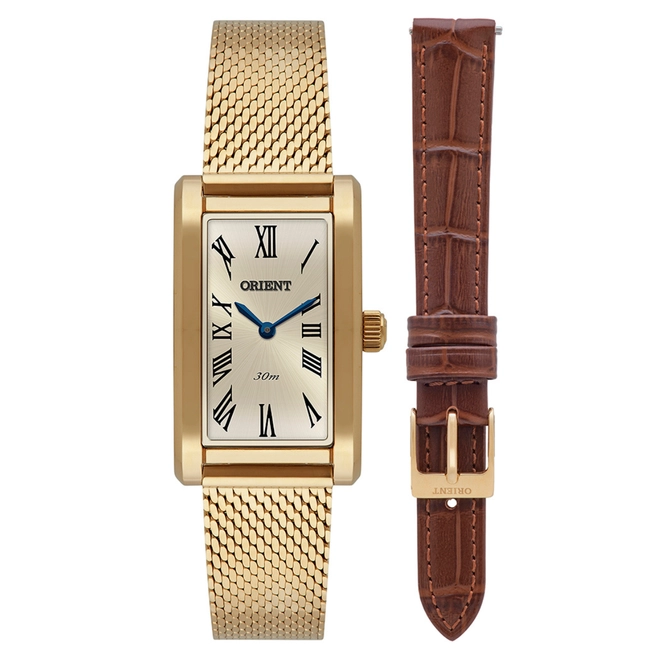 Relógio Orient Eternal Tank Feminino - LGSS0077 C3KX Dourado 1