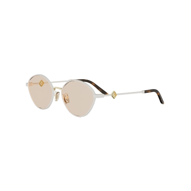 Óculos de Sol Fendi FE40217U_5525E Metal Branco com lentes na cor Marrom 1