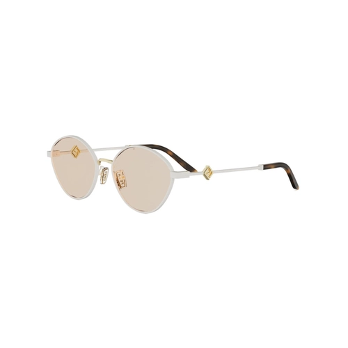 Óculos de Sol Fendi FE40217U_5525E Metal Branco com lentes na cor Marrom