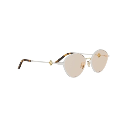 Óculos de Sol Fendi FE40217U_5525E Metal Branco com lentes na cor Marrom
