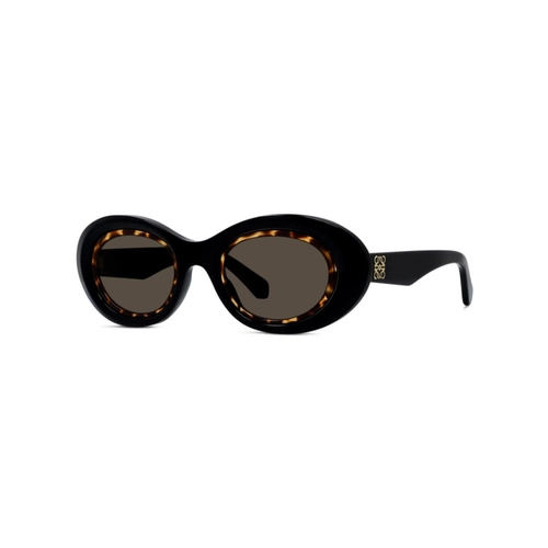 Óculos de Sol Loewe LW40190I_5401E Acetato Preto e Marrom Mesclado com lentes na cor Fumê