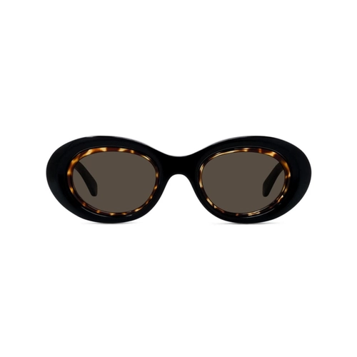 Óculos de Sol Loewe LW40190I_5401E Acetato Preto e Marrom Mesclado com lentes na cor Fumê