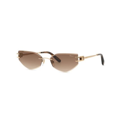Óculos de Sol Chopard Happy Diamonds SCHM60S 59300K Metal Dourado com lentes na cor Marrom