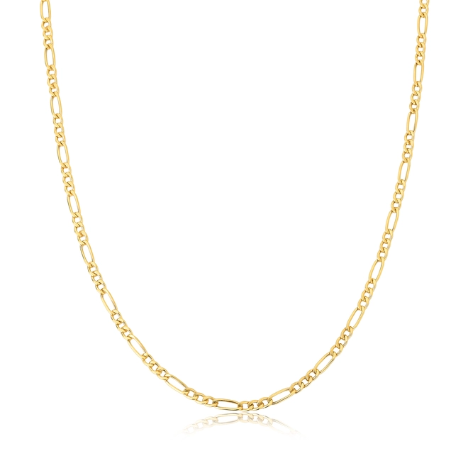 Corrente elo Groumet alternado 3x1 ouro 18k oca polida 50CM 1