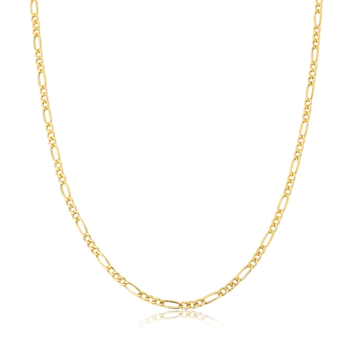 Corrente elo Groumet alternado 3x1 ouro 18k oca polida 50CM