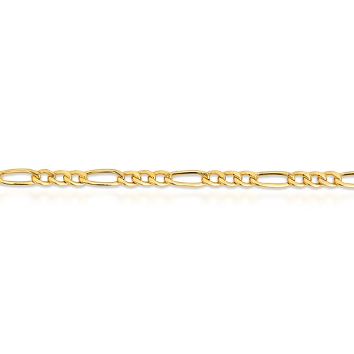 Corrente elo Groumet alternado 3x1 ouro 18k oca polida 50CM