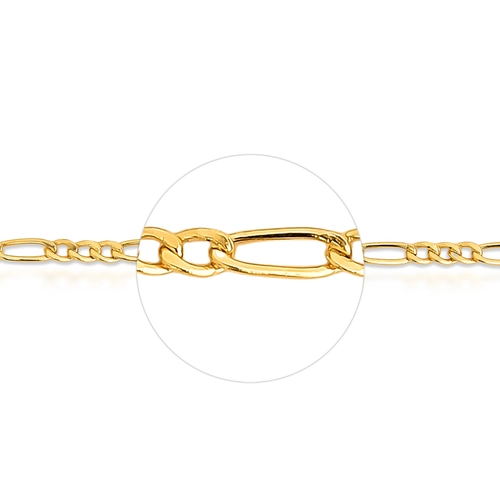 Corrente elo Groumet alternado 3x1 ouro 18k oca polida 50CM