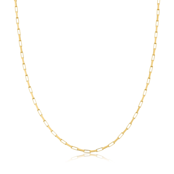 Corrente malha Veneziana alongada ouro 18k polida 50CM 1