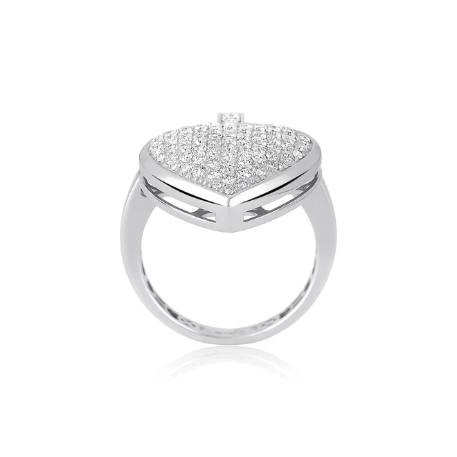 Anel My Heart ouro branco18k aro e pingente coração pavê com 92pts de Diamantes 4