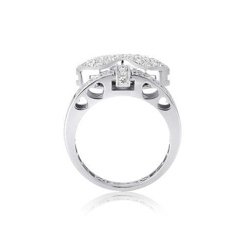 Anel My Heart ouro branco18k aro e pingente coração pavê com 92pts de Diamantes