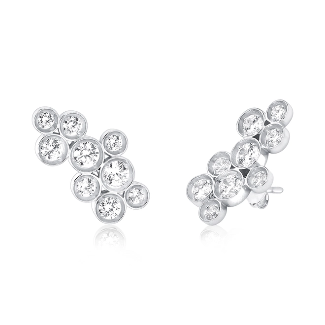 Brinco Bubble Ear cuff prata 925 módulos circulares bolhas de Zircônias brancas 1
