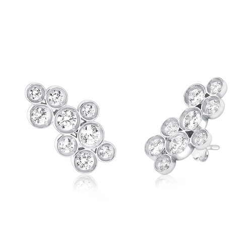 Brinco Bubble Ear cuff prata 925 módulos circulares bolhas de Zircônias brancas