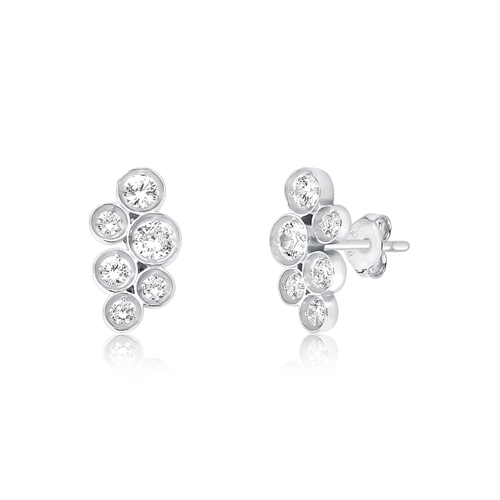 Brinco Bubble Ear cuff prata 925 módulos circulares com bolhas de Zircônias brancas