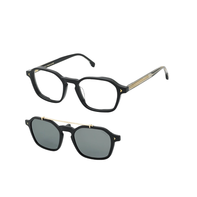 Óculos de Grau Lozza UL4427 50700P Acetato Preto com Clip-On na cor Cinza Polarizado 1