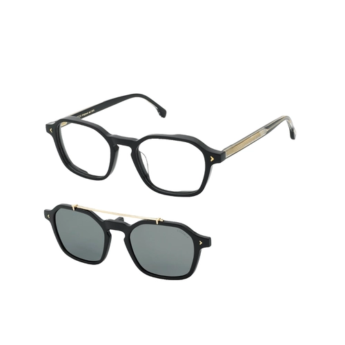Óculos de Grau Lozza UL4427 50700P Acetato Preto com Clip-On na cor Cinza Polarizado