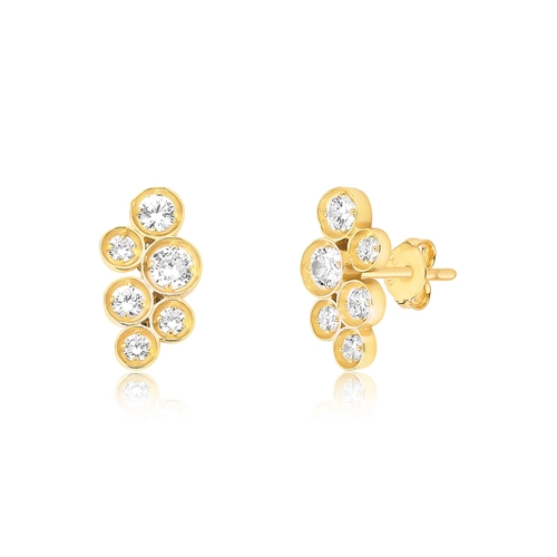 Brinco Bubble Ear cuff em prata 925 banho dourado módulos com bolhas de Zircônias brancas