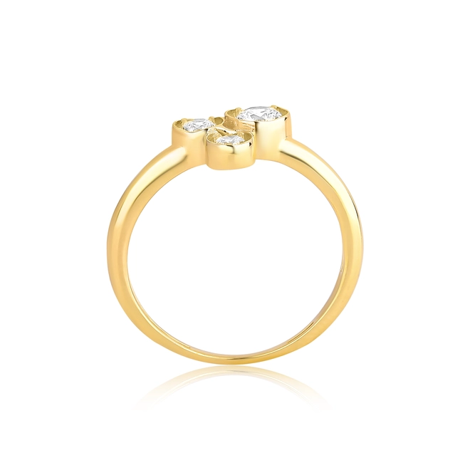 Anel Bubble em prata 925 banho dourado módulos com bolhas de Zircônias brancas 3