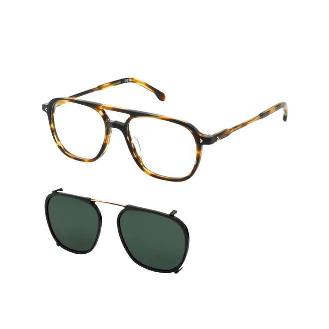 Óculos de Grau Lozza UL4425 546YHP Acetato Marrom Mesclado com Clip-On na cor Verde Polarizado 1