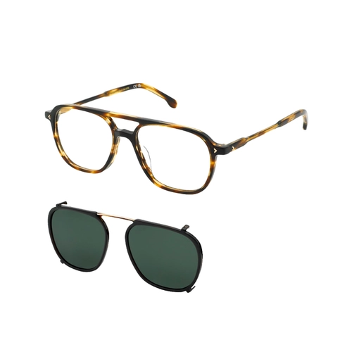 Óculos de Grau Lozza UL4425 546YHP Acetato Marrom Mesclado com Clip-On na cor Verde Polarizado