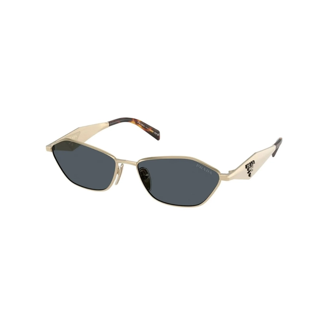Óculos de Sol Prada 0PR D50S ZVN70B57 Metal Dourado Polido com lentes na cor Cinza Escuro 1