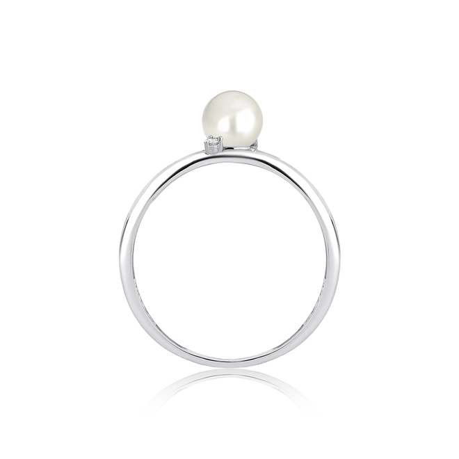 Anel Versailles em ouro branco 18k com uma Pérola e Diamante 3