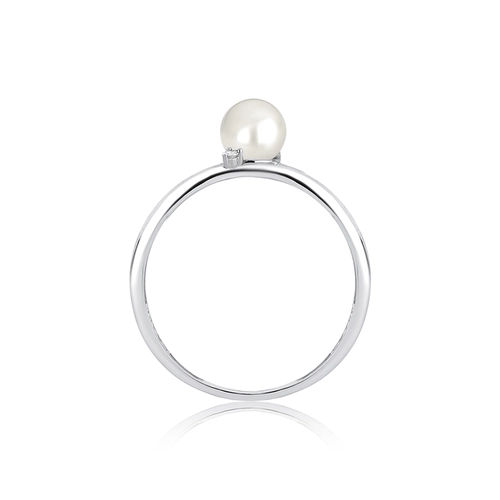 Anel Versailles em ouro branco 18k com uma Pérola e Diamante