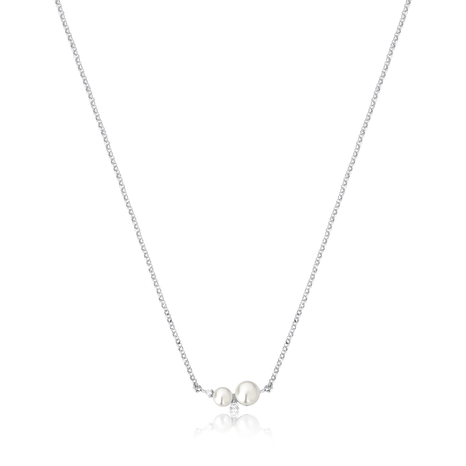 Gargantilha Versailles corrente ouro branco 18k com Pérolas e Diamantes 1