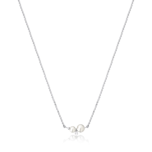 Gargantilha Versailles corrente ouro branco 18k com Pérolas e Diamantes