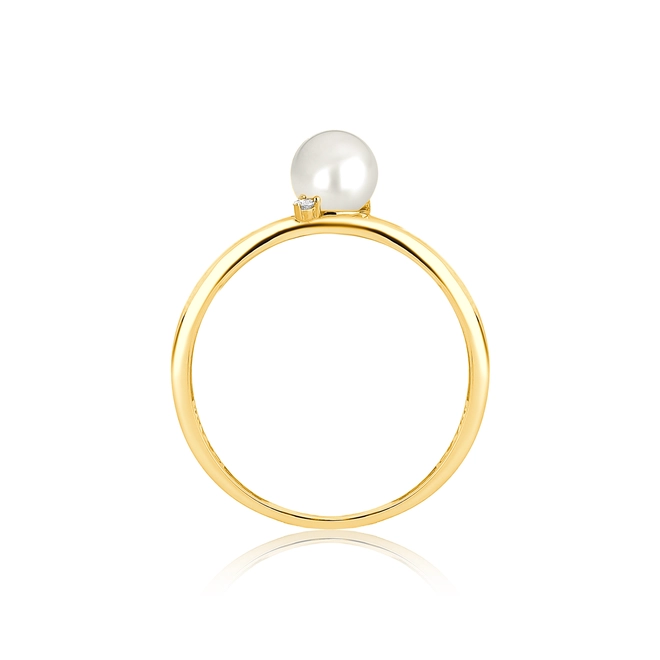 Anel Versailles em ouro 18k com uma Pérola e Diamante 3