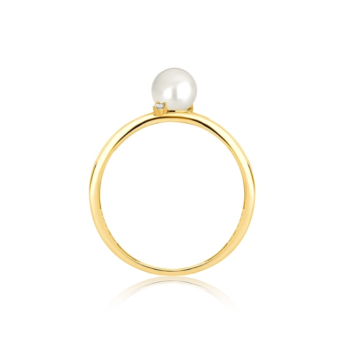 Anel Versailles em ouro 18k com uma Pérola e Diamante